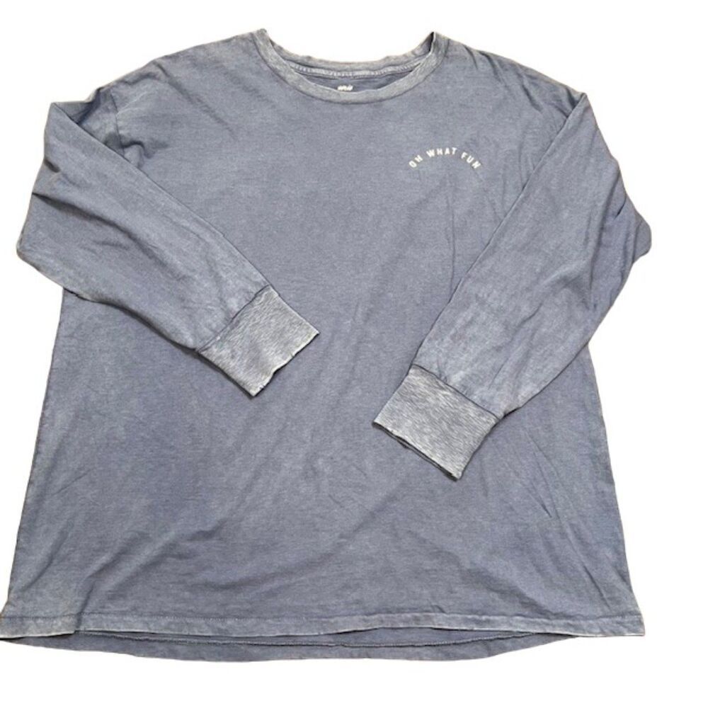 Aerie "Oh What Fun"‎ Slub Tee 100% Cotton Blue Long Sleeve Men's Size Medium
